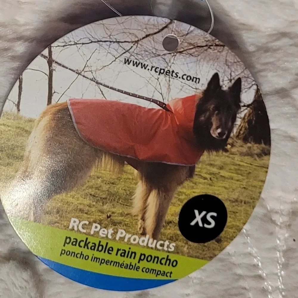 RC Pets Printed Packable Dog Poncho Raincoat Pitter Patter Pink Paw Print XS New